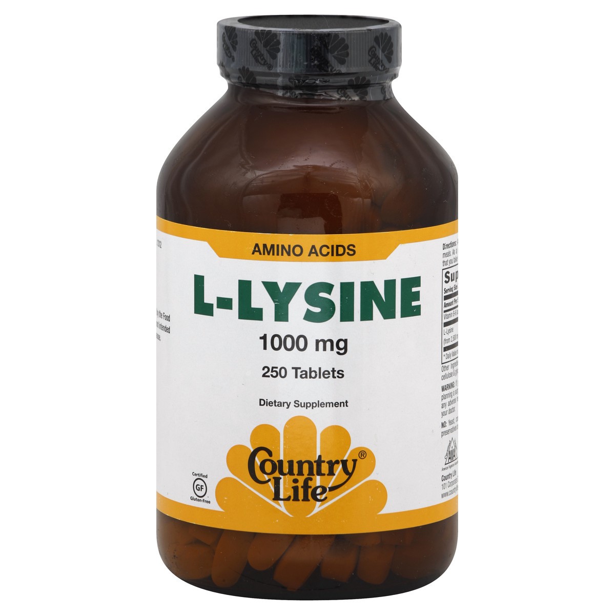 slide 3 of 3, Country Life L-Lysine W/B6, 250 ct