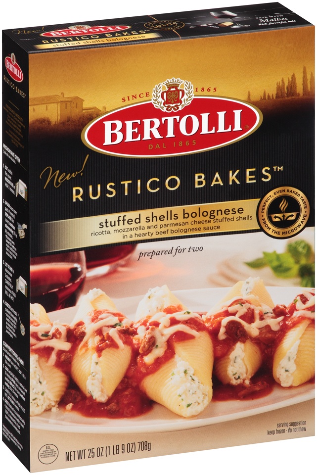 slide 1 of 1, Bertolli Stuffed Shells Bolognese Rustico Bakes, 25 oz