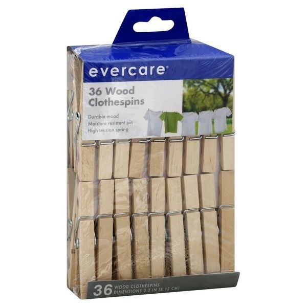 slide 1 of 1, Evercare Wood Clothespins, 36 oz