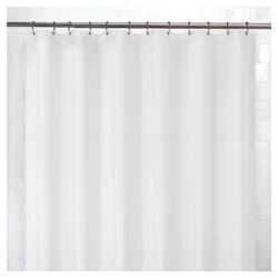 Zenna Home Waterproof Striped Fabric Shower Curtain or Liner, White