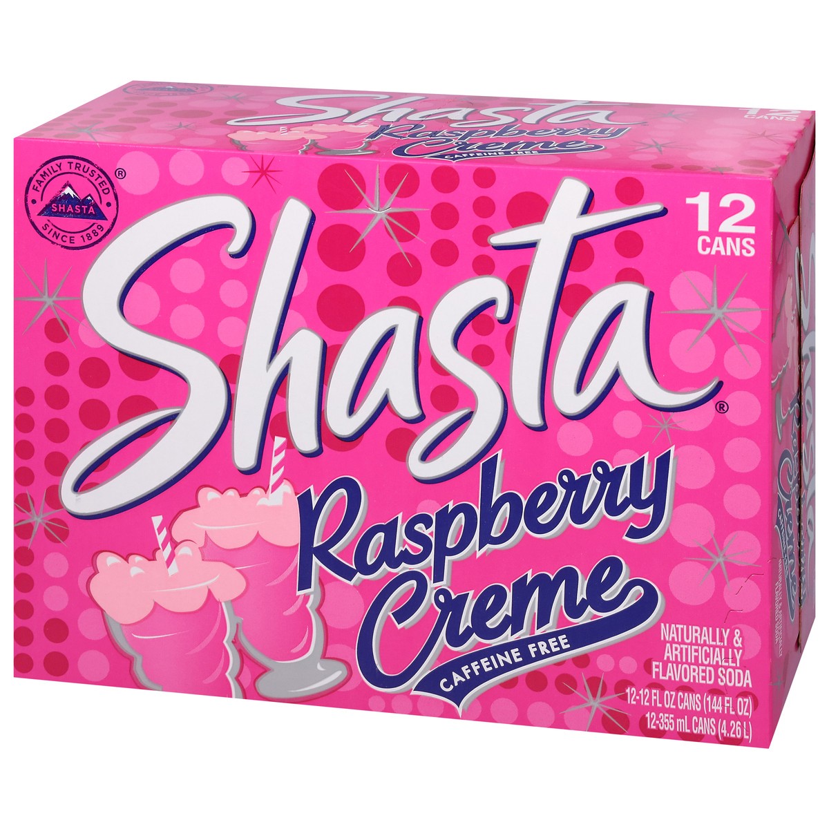 slide 3 of 9, Shasta Caffeine Free Raspberry Creme Soda 12 - 12 fl oz Cans, 144 oz