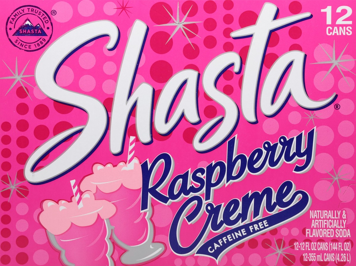 slide 6 of 9, Shasta Caffeine Free Raspberry Creme Soda 12 - 12 fl oz Cans, 144 oz