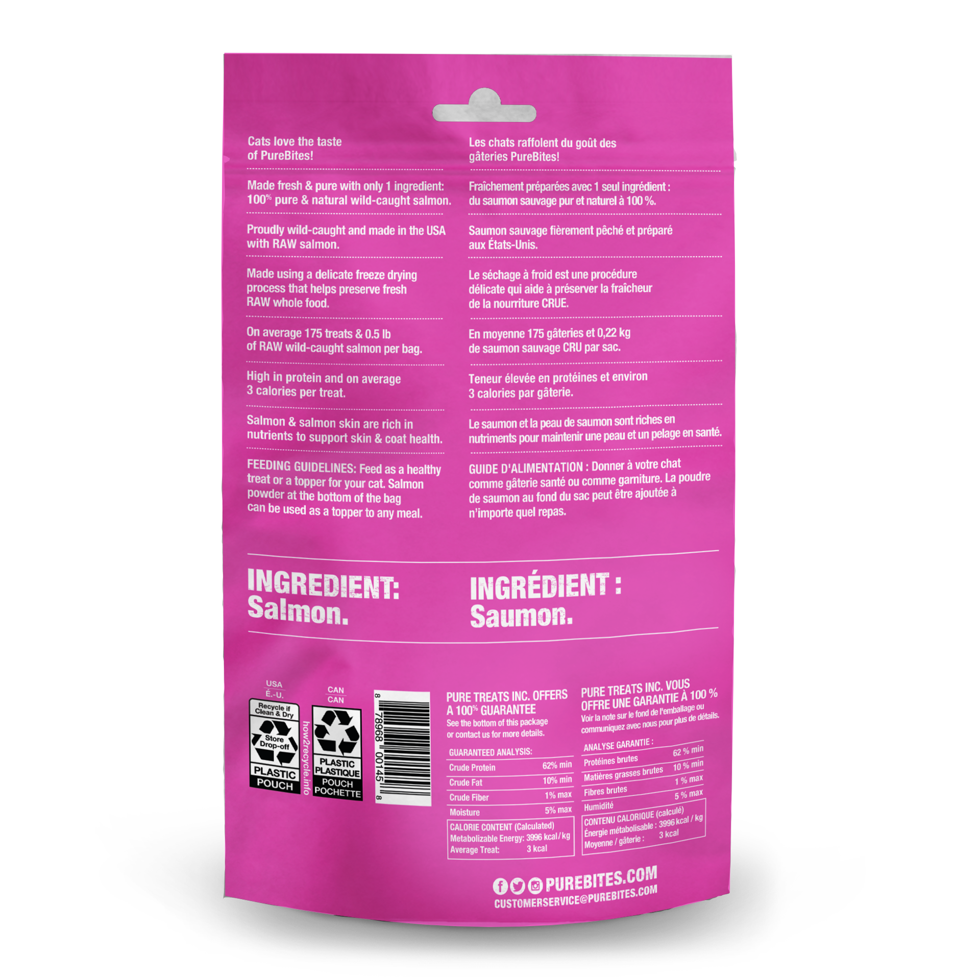 slide 2 of 5, PureBites Freeze Dried Salmon Cat Treats 57g | 1 Ingredient | Made in USA, 57 g