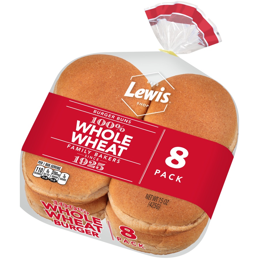 slide 3 of 8, Lewis Whole Wheat Hamburger Bun, 14 oz