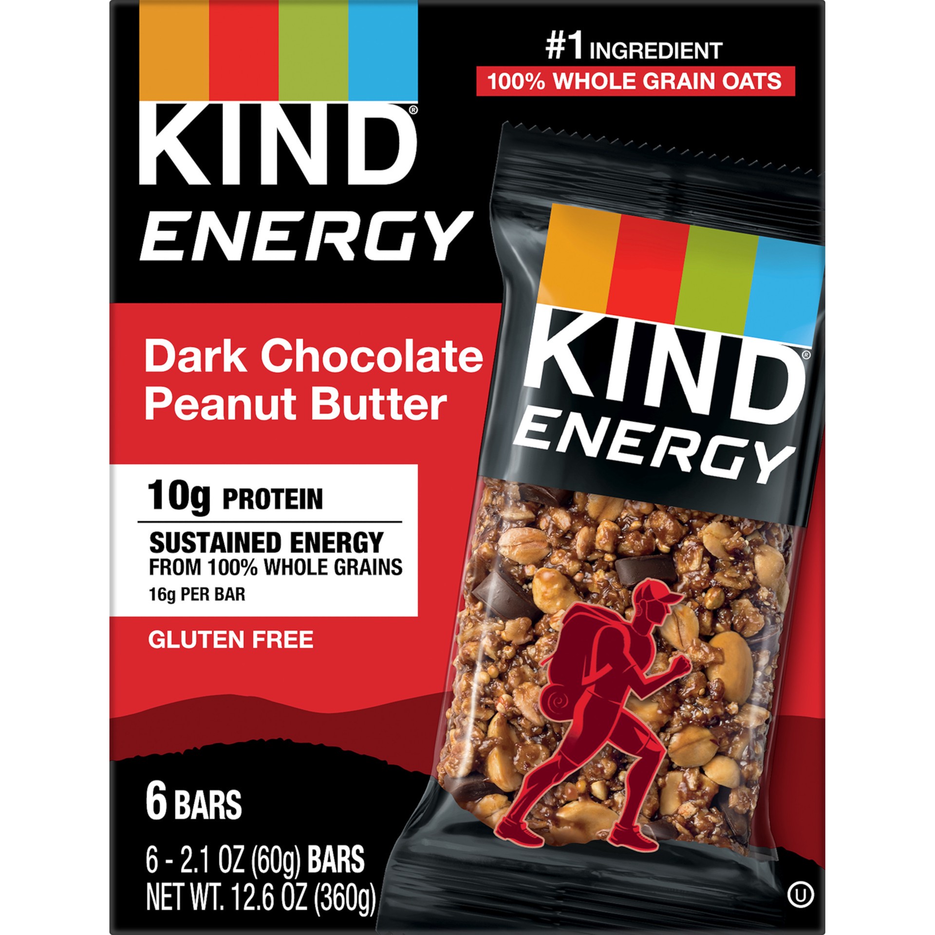 slide 1 of 9, KIND ENERGY Dark Chocolate Peanut Butter, 10g Protein, Energy Bars, 2.1 OZ, (6 Count), 6 ct