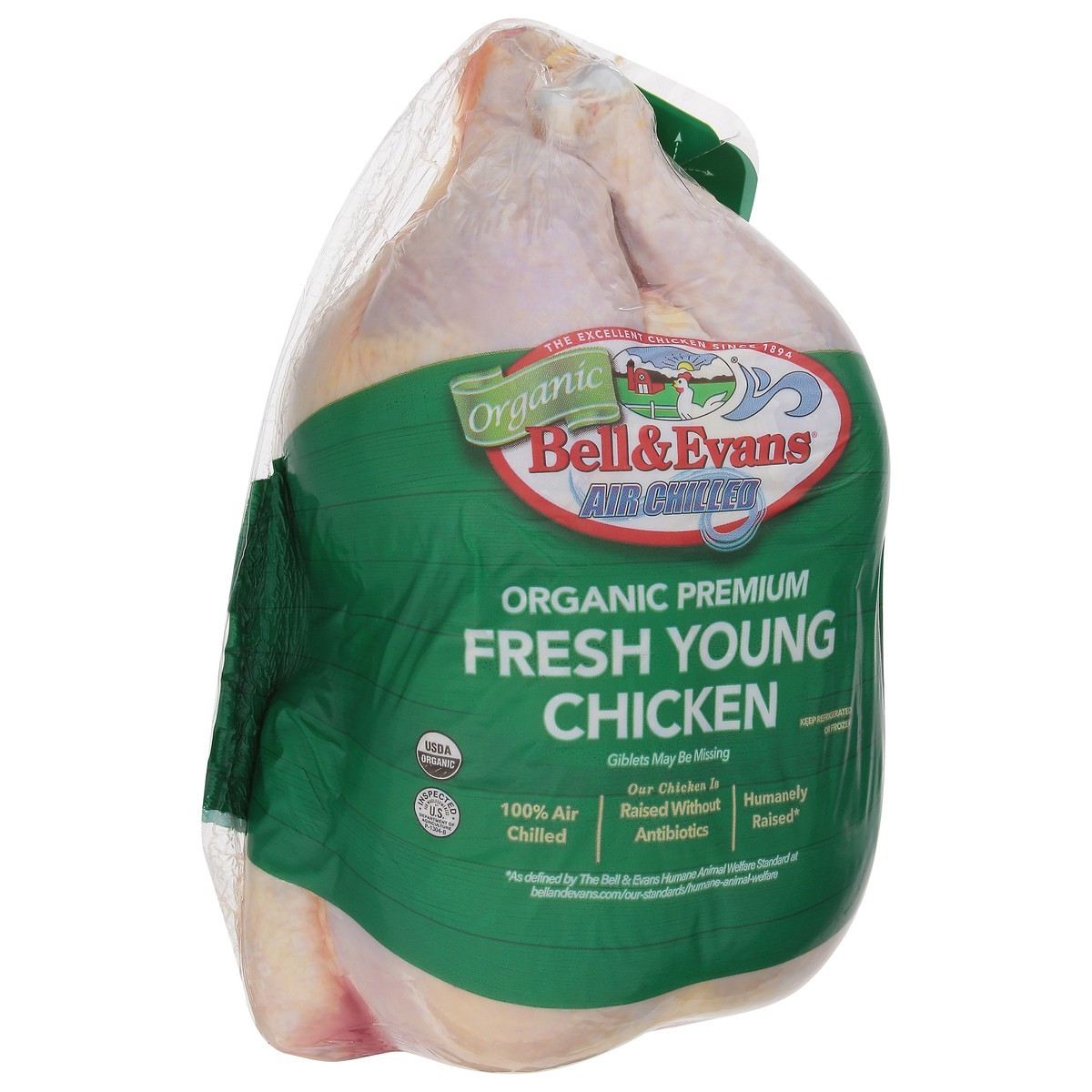 slide 2 of 12, Bell & Evans Organic Premium Fresh Young Air Chilled Chicken 1 ea, per lb