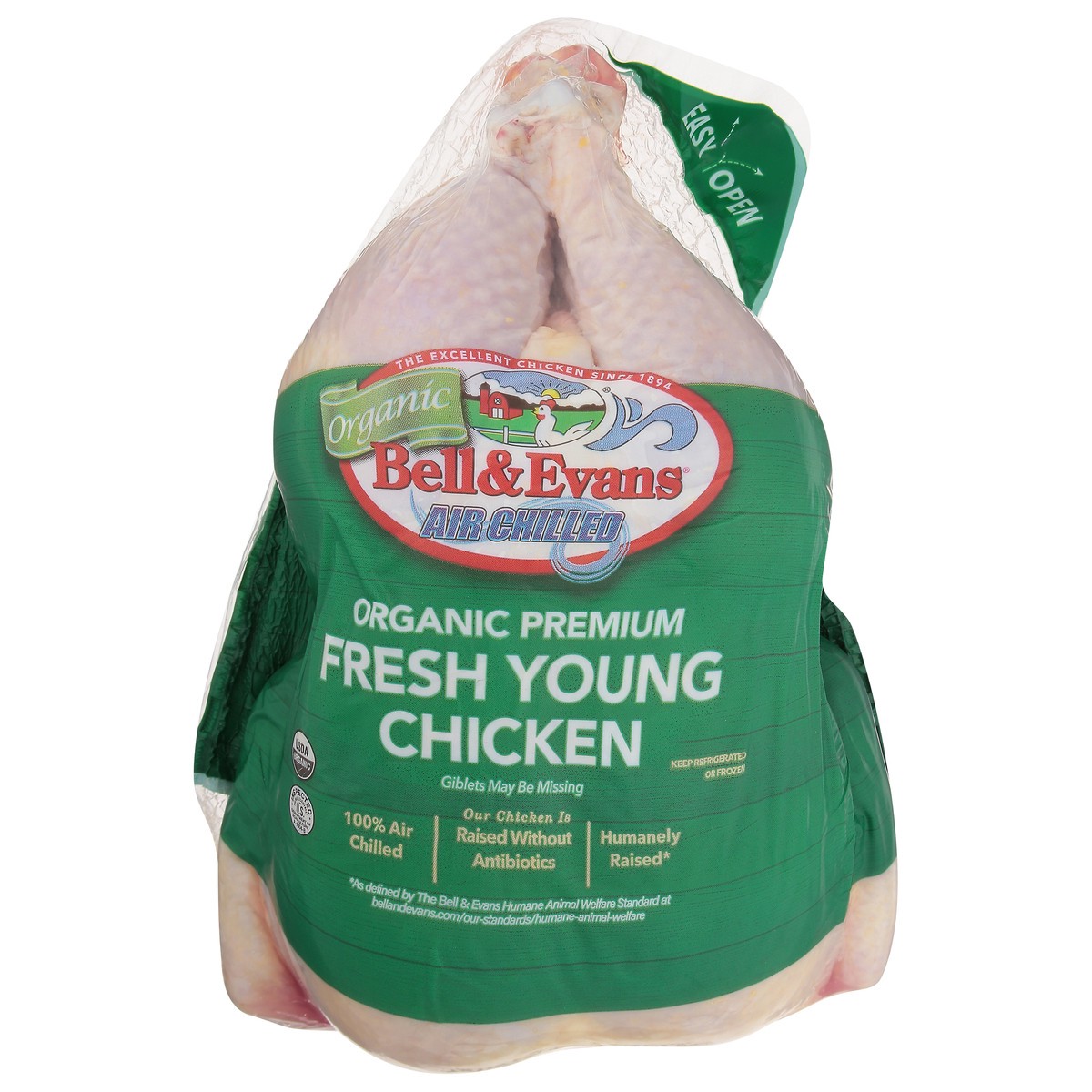 slide 1 of 12, Bell & Evans Organic Premium Fresh Young Air Chilled Chicken 1 ea, per lb