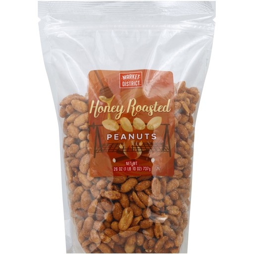 slide 1 of 1, Market District Honey Roasted Peanuts, 26 oz