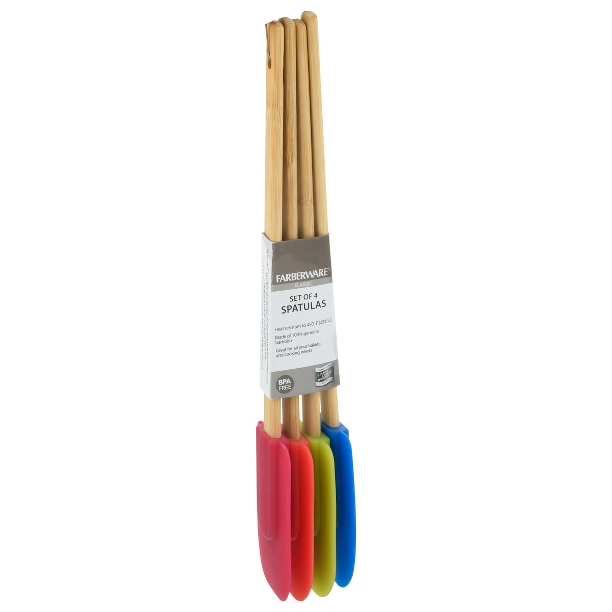 slide 4 of 9, Farberware Multi-color Silicone Spatula With Bamboo Handle Set, 1 ct