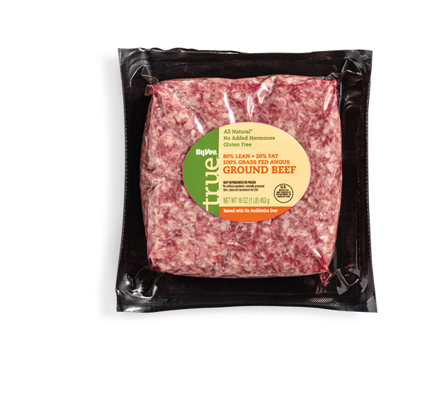 slide 1 of 1, Hy-Vee True Grass Fed 80% Ground Beef, 16 oz