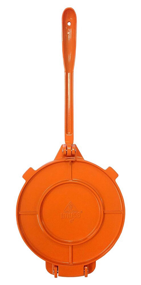 slide 2 of 3, IMUSA Tortilla Press Cast Aluminum - Orange, 8 in