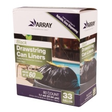slide 1 of 1, ARRAY Black Drawstring Can Liners, 80 ct