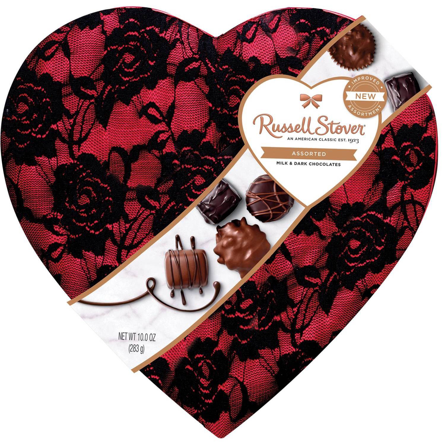 slide 1 of 2, Russell Stover Secret Lace Assorted Chocolates Valentines Candy Box, 10 oz