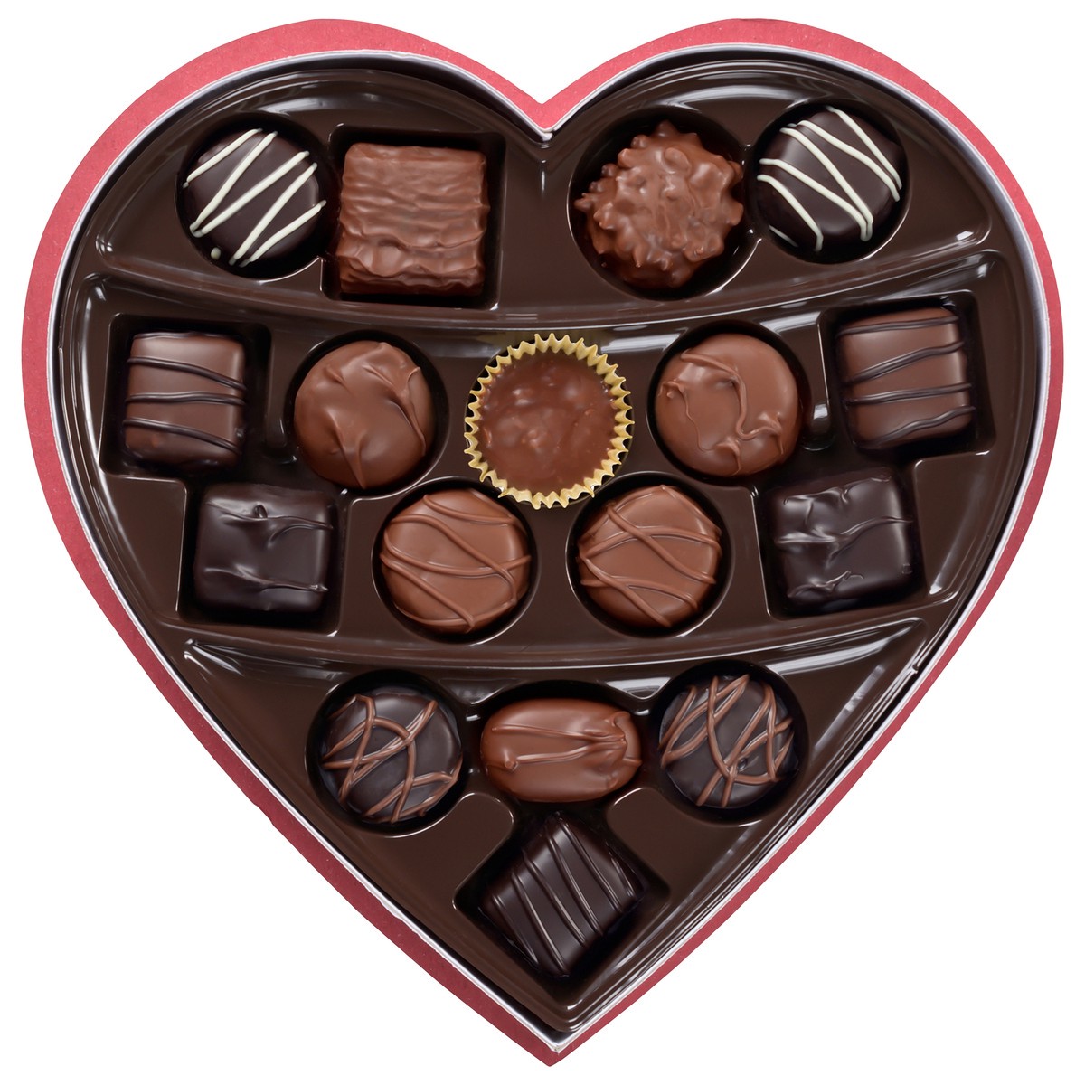slide 1 of 5, RUSSELL STOVER Valentine's Day Secret Lace Heart Assorted Milk & Dark Chocolate Gift Box, (˜ 17 pieces) - 17 ct, 17 ct