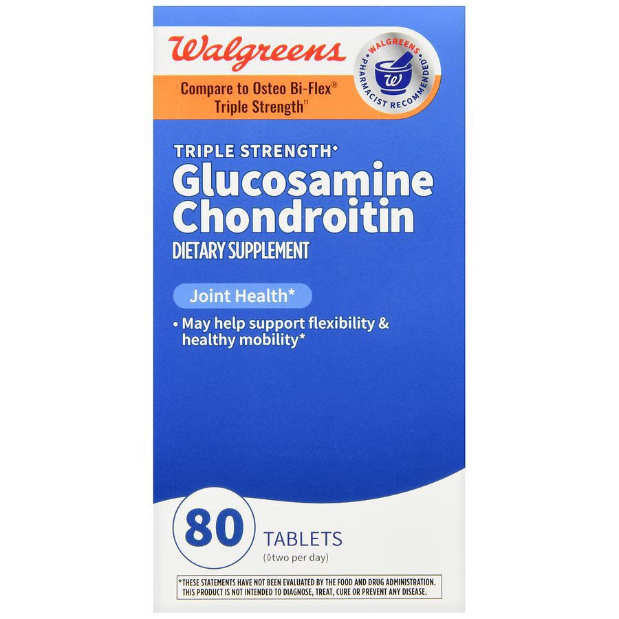 slide 3 of 5, Walgreens Triple Strength Glucosamine Chondroitin Joint Health Supplement Tablets, 80 ct
