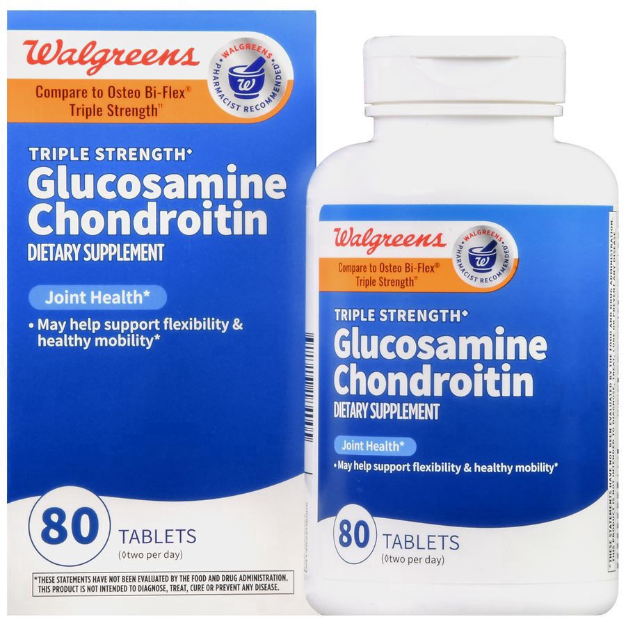 slide 1 of 5, Walgreens Triple Strength Glucosamine Chondroitin Joint Health Supplement Tablets, 80 ct