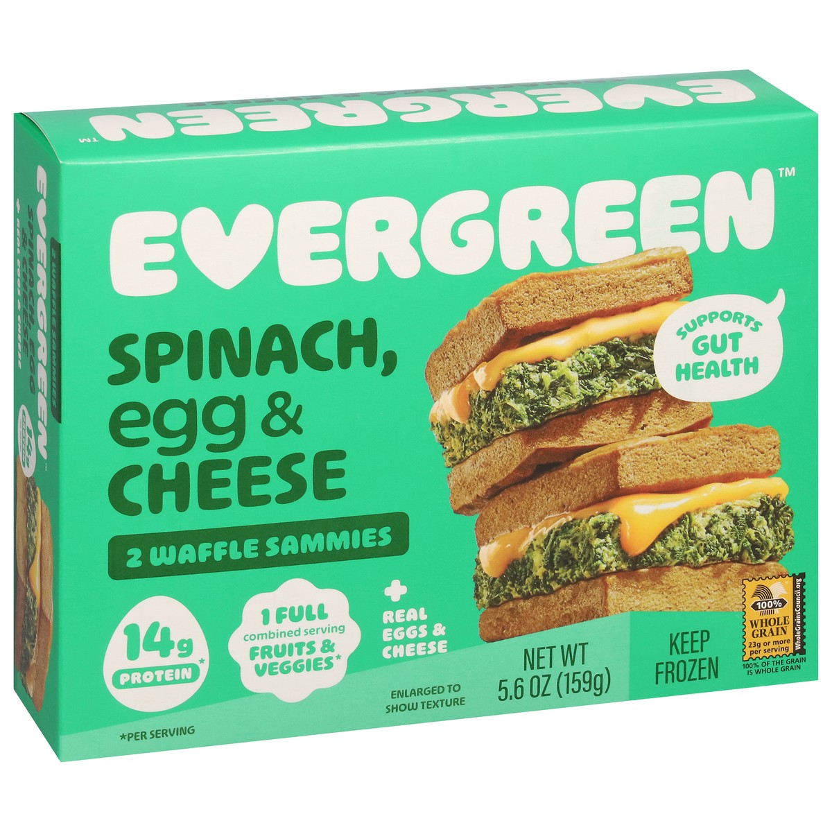 slide 5 of 14, Evergreen Spinach, Egg & Cheese Waffle Sammies 2 ea, 2 ct