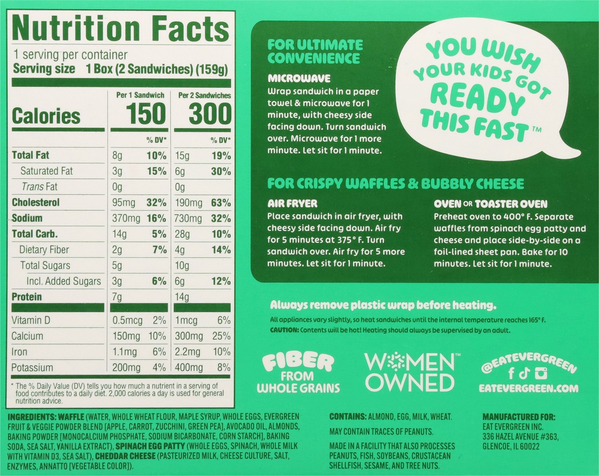 slide 10 of 14, Evergreen Spinach, Egg & Cheese Waffle Sammies 2 ea, 2 ct