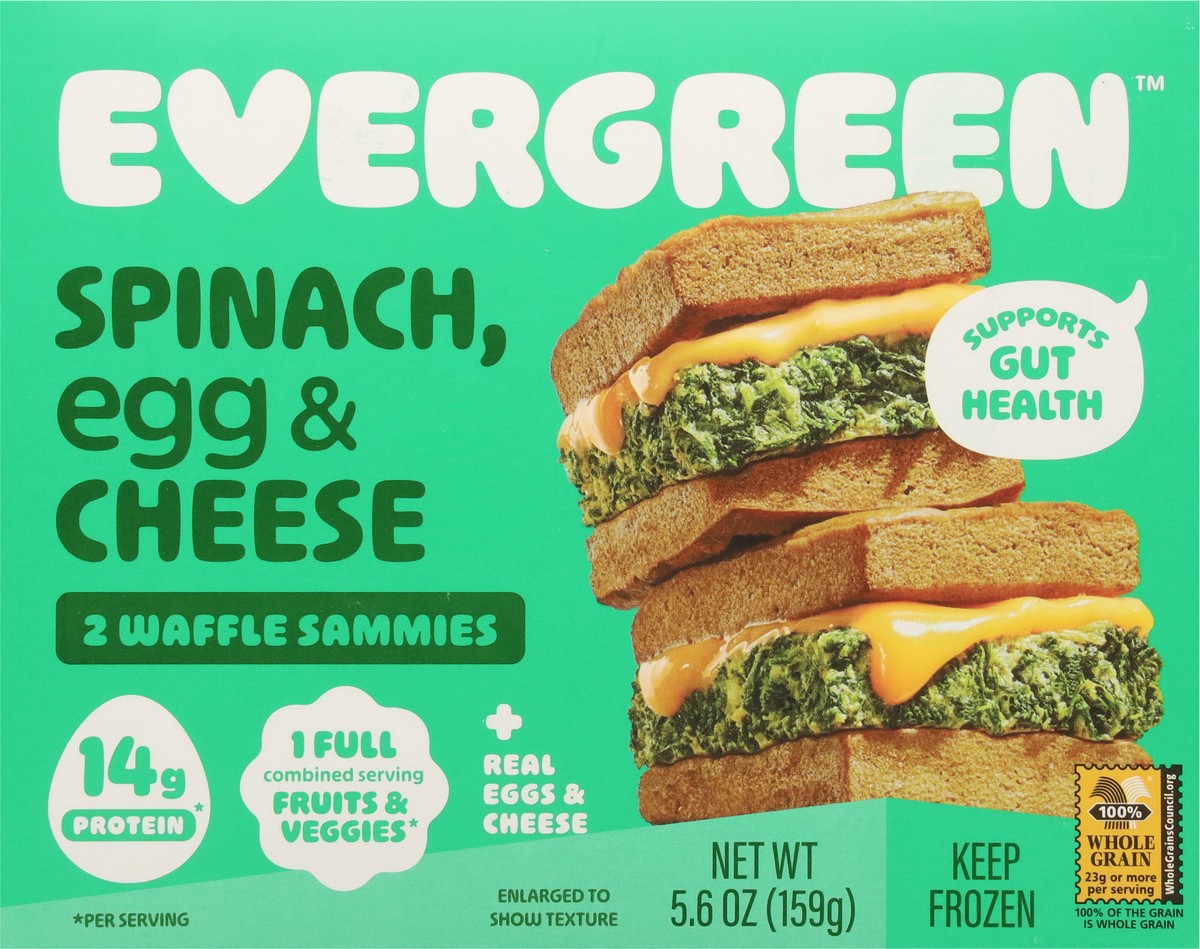slide 9 of 14, Evergreen Spinach, Egg & Cheese Waffle Sammies 2 ea, 2 ct