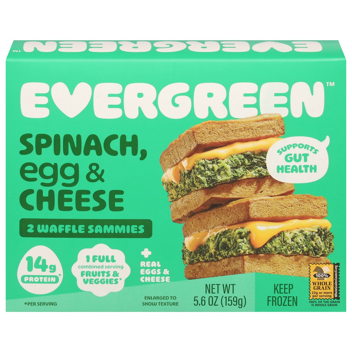 slide 4 of 14, Evergreen Spinach, Egg & Cheese Waffle Sammies 2 ea, 2 ct