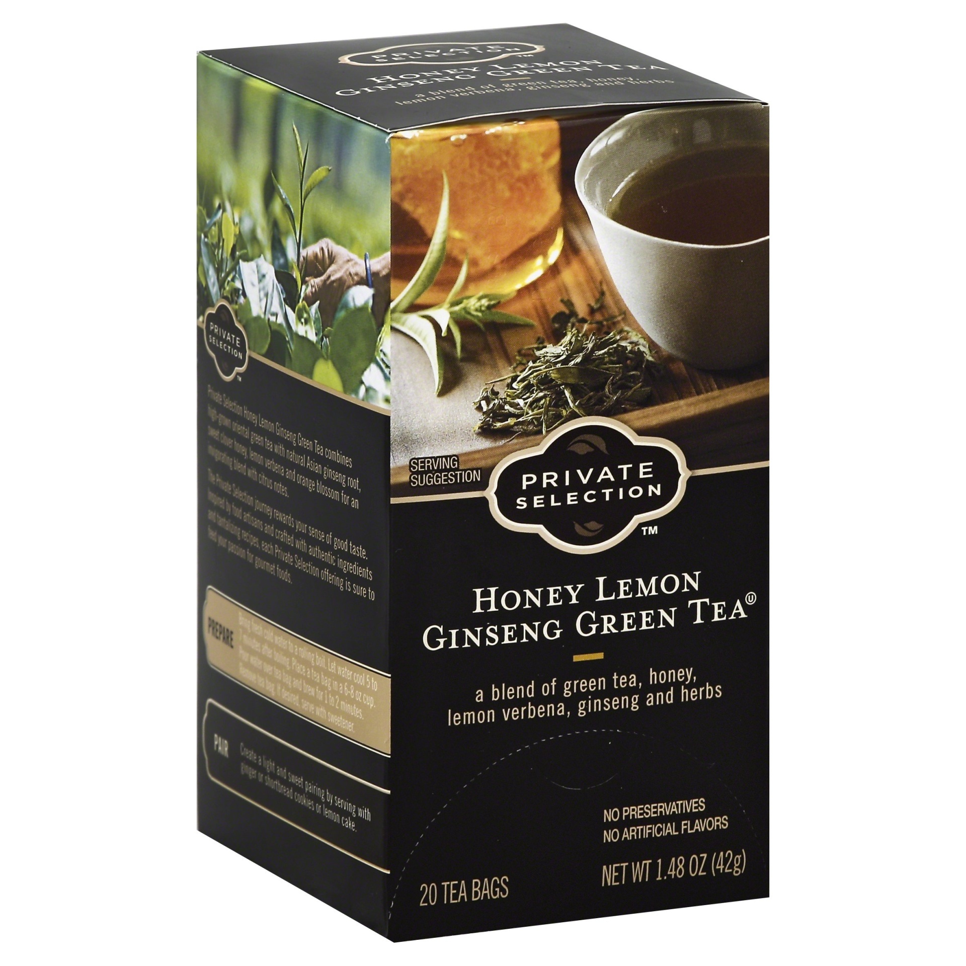 slide 1 of 1, Private Selection Honey Lemon Ginseng Green Tea, 20 ct