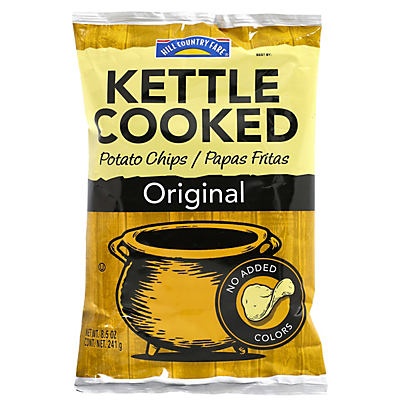 slide 1 of 1, Hill Country Fare Original Kettle Cooked Potato Chips, 8.5 oz