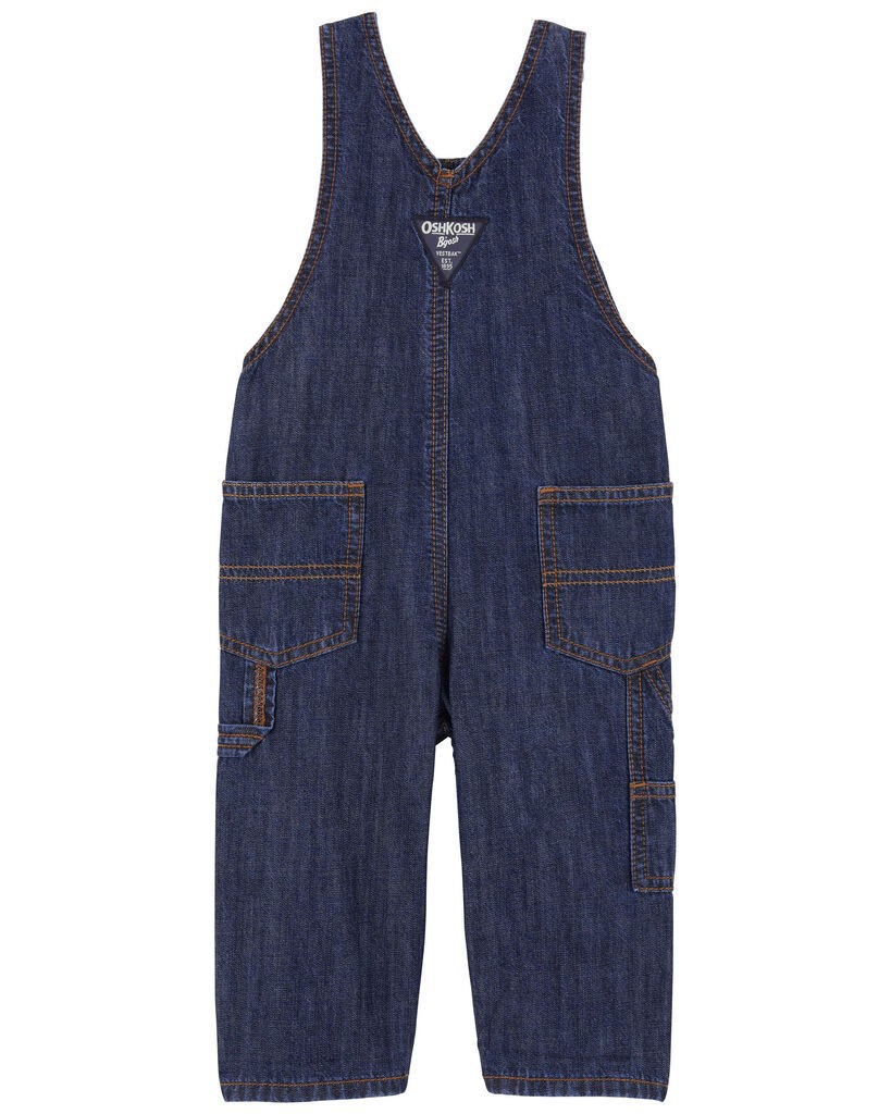 slide 2 of 3, Oshkosh Baby Buffalo Plaid-Lined Overalls Dark Wash 18M, 1 ct