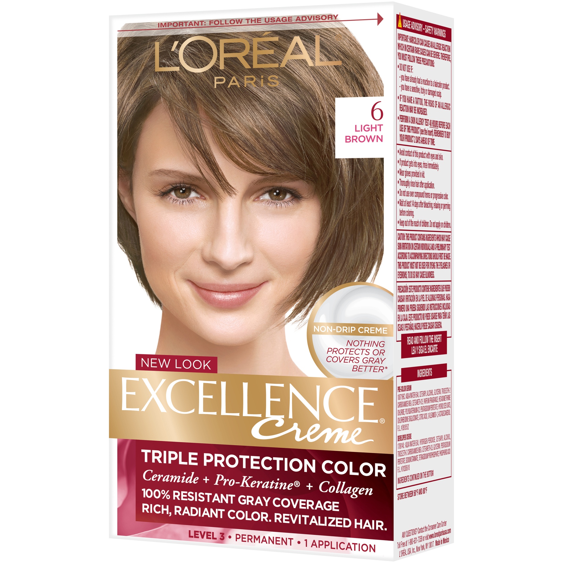 slide 4 of 7, L'Oréal Excellence Non-Drip Creme - 6 Light Brown, 1 ct