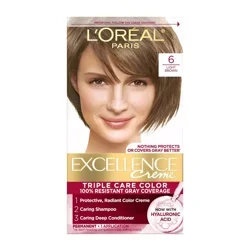 L'Oréal Excellence Triple Protection Permanent Hair Color - 6.3 fl oz - 6 Light Brown - 1 kit