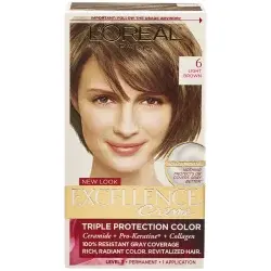 L'Oréal Excellence Triple Protection Permanent Hair Color - 6.3 fl oz - 6 Light Brown - 1 kit