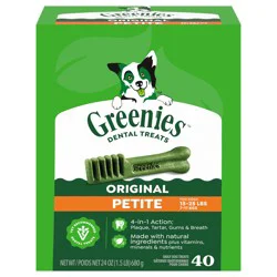 Greenies Adult Natural Dental Dog Treats Petite Size, Original Flavor, 40 ct