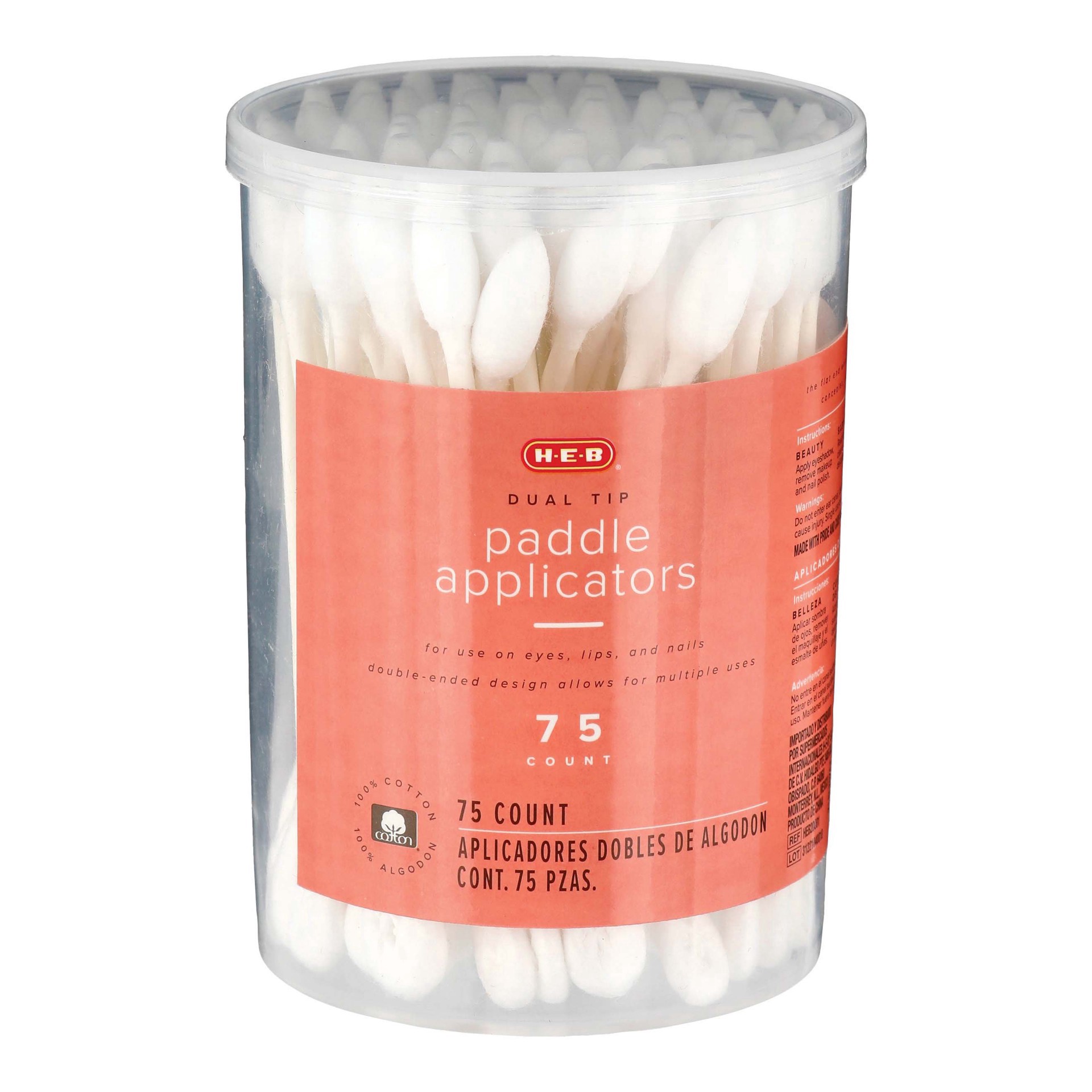 slide 1 of 1, H-E-B Dual Tip Paddle Applicators, 75 ct