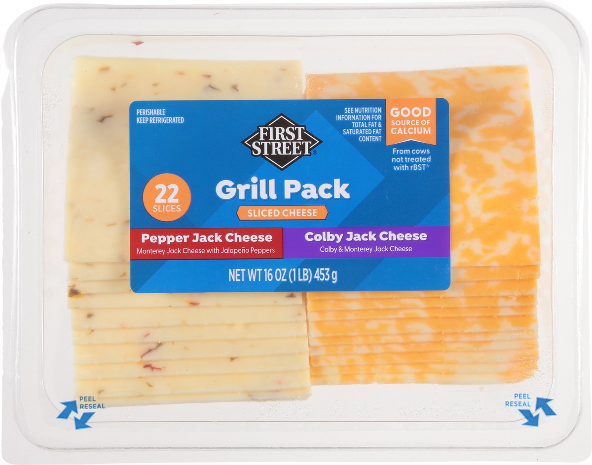 slide 10 of 13, First Street Grill Pack Colby/pepper Jack Slc Chee, 16 oz