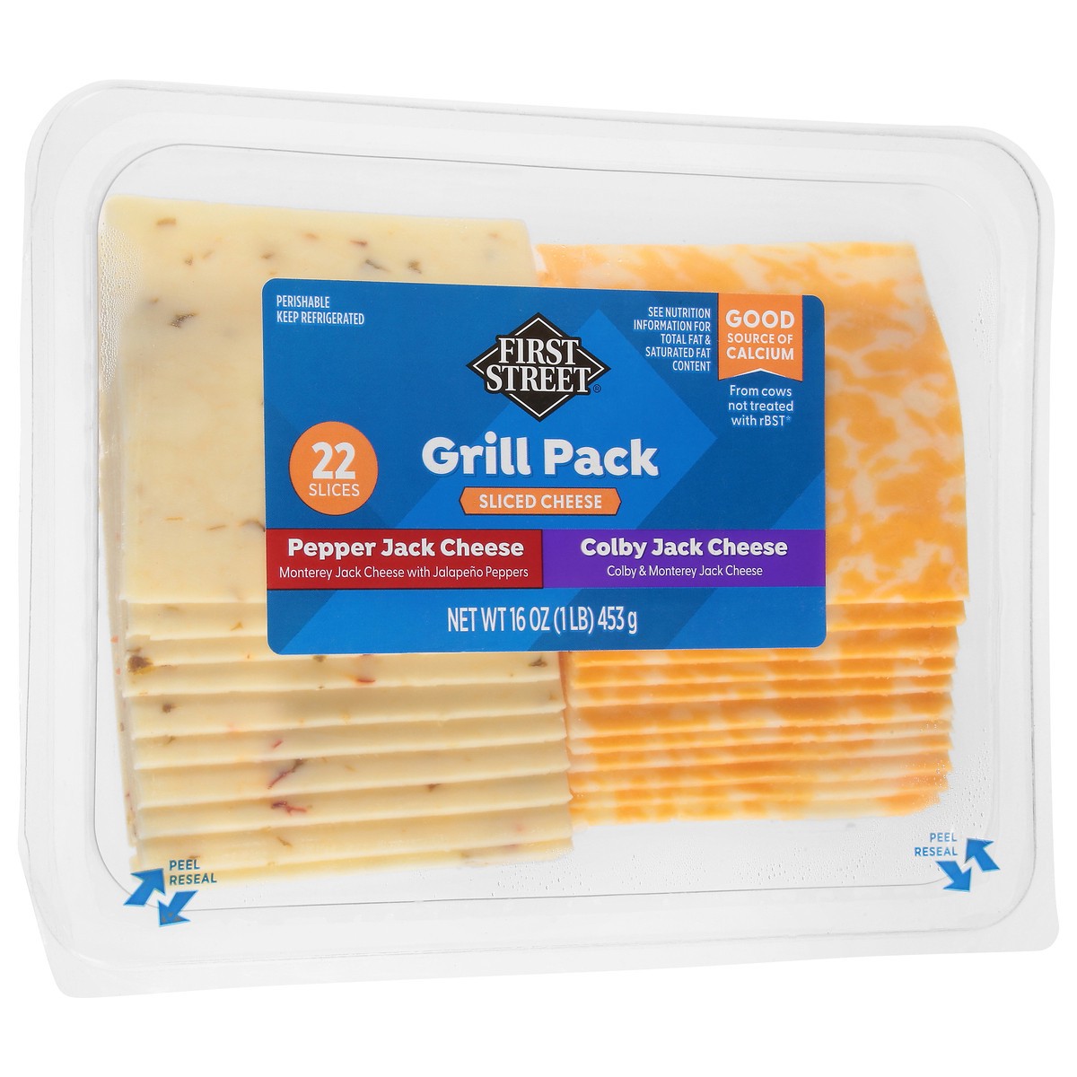 slide 6 of 13, First Street Grill Pack Colby/pepper Jack Slc Chee, 16 oz