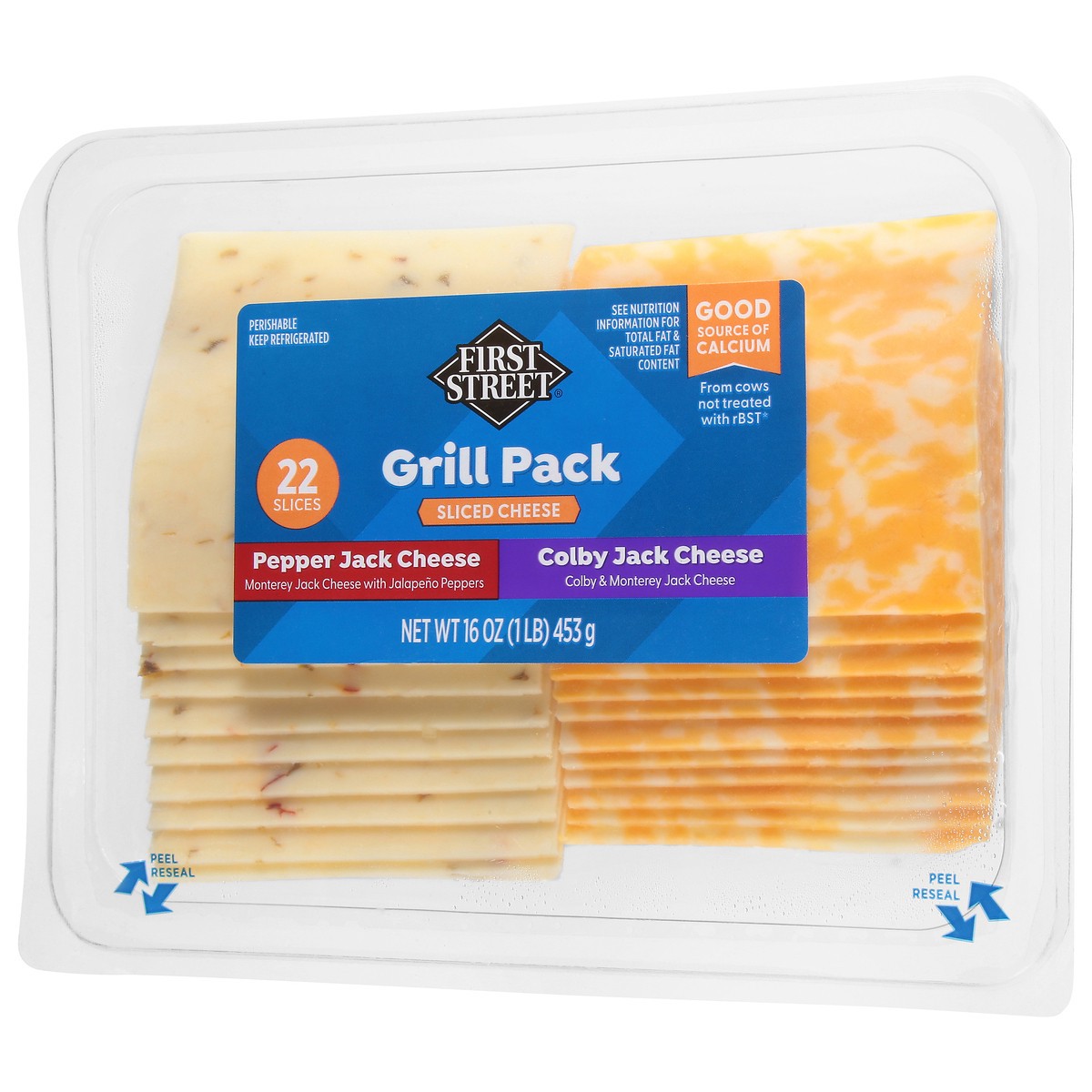 slide 13 of 13, First Street Grill Pack Colby/pepper Jack Slc Chee, 16 oz