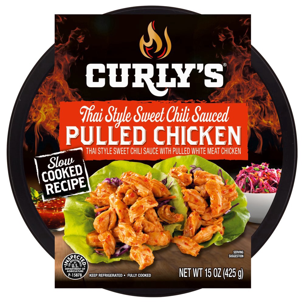 slide 1 of 1, Curly's Curlys Thai Sweet Chili Sauce With Pulled White Meat Chicken, 15 oz, 15 oz