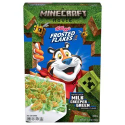 Kellogg's Frosted Flakes A Minecraft Movie Breakfast Cereal, Kids Cereal, Family Breakfast, Creeper Green Original, 15.6oz Box (1 Box)