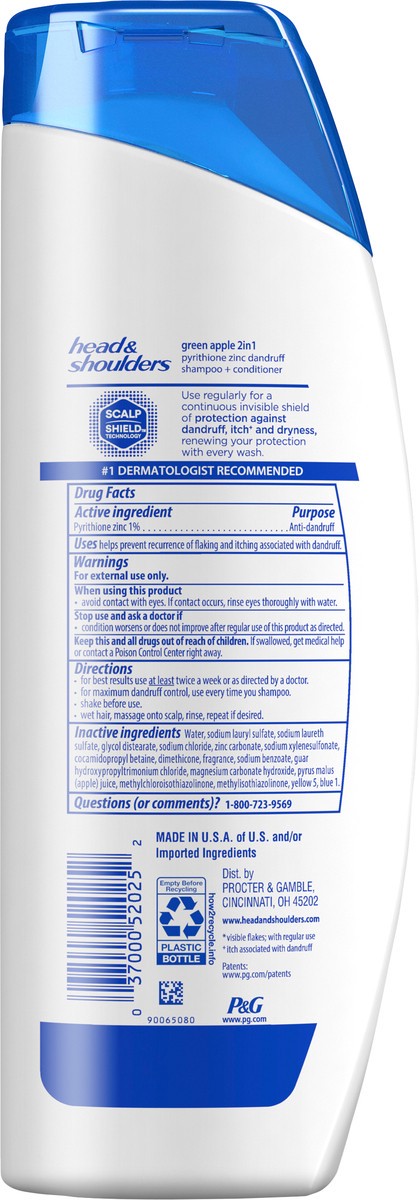 slide 2 of 3, Head & Shoulders Green Apple Anti-Dandruff 2-in-1 Shampoo + Conditioner, 23.7oz, 23.7 fl oz