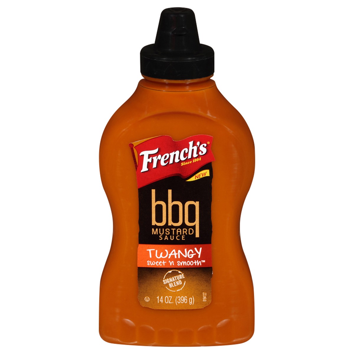 slide 1 of 10, French's BBQ Mustard Sauce, Twangy, 14oz, 14 oz