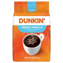 Dunkin'' Dunkin'’ French Vanilla Artificially Flavored Ground Coffee, 18 Oz. Bag