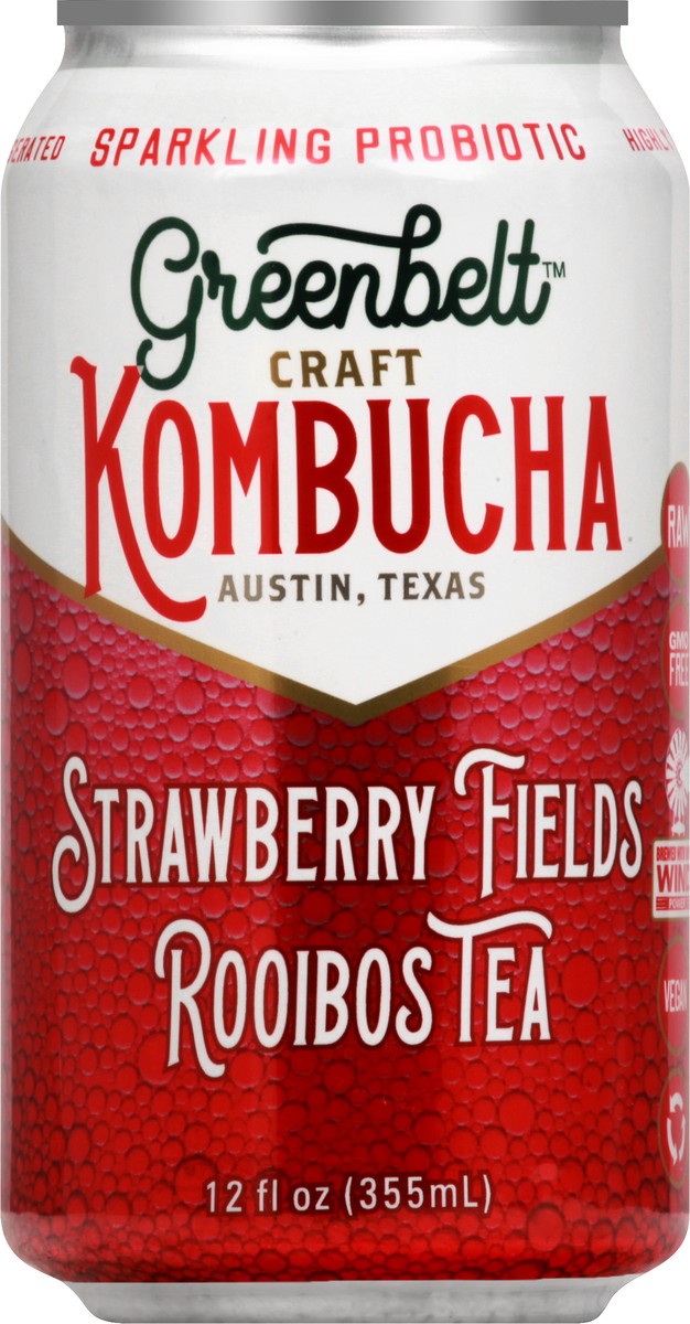 slide 2 of 11, Greenbelt Sparkling Probiotic Strawberry Fields Rooibos Tea Kombucha 12 oz, 12 oz