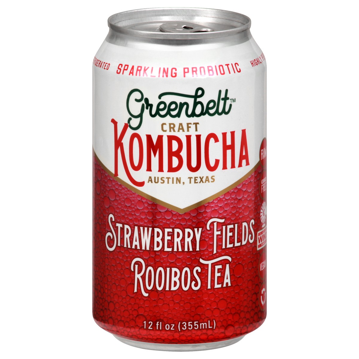 slide 8 of 11, Greenbelt Sparkling Probiotic Strawberry Fields Rooibos Tea Kombucha 12 oz, 12 oz