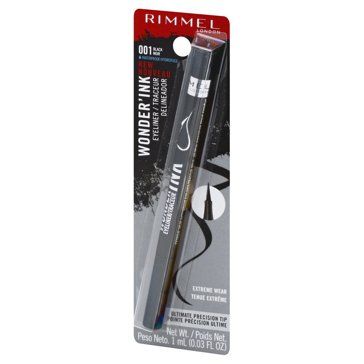 slide 4 of 12, COTY RIMMEL LONDON Rimmel London Wonder''Ink Eyeliner, Matte Finish, Waterproof, Long-Wearing, 001, Black, 0.03oz, 0.03 fl oz