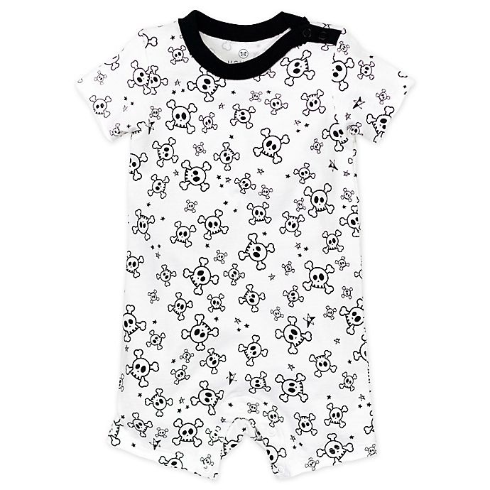 slide 2 of 5, The Honest Company Honest Baby Newborn Tossed Skulls Organic Cotton Rompers - White/Black, 2 ct