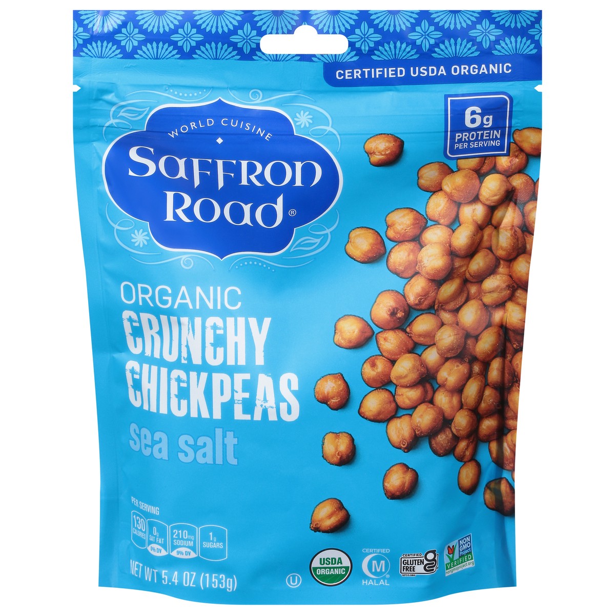 slide 1 of 9, Saffron Road Sea Salt Crunchy Chickpeas, 5.4 oz