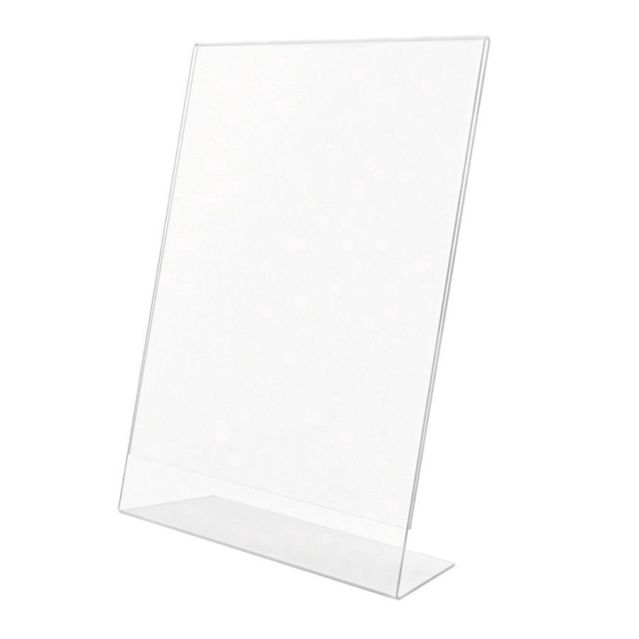 slide 3 of 10, Deflect-O Anti-Glare Slanted Sign Holder, Portrait, Clear, 11 in x 8 1/2 in