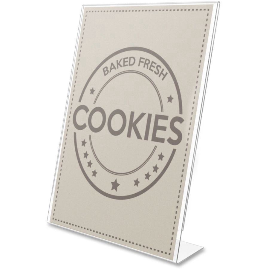 slide 8 of 10, Deflect-O Anti-Glare Slanted Sign Holder, Portrait, Clear, 11 in x 8 1/2 in