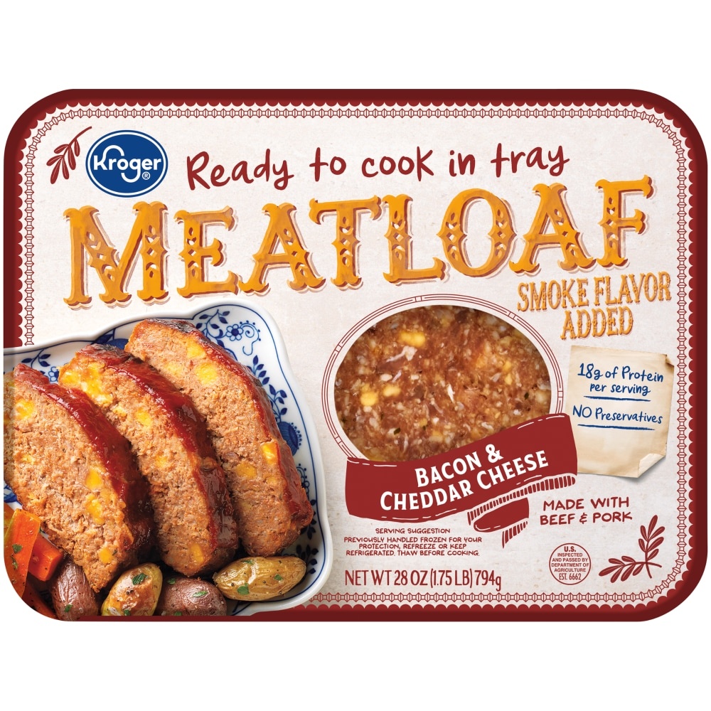 slide 1 of 1, Kroger Ready To Cook Bacon & Cheddar Cheese Meatloaf, 28 oz