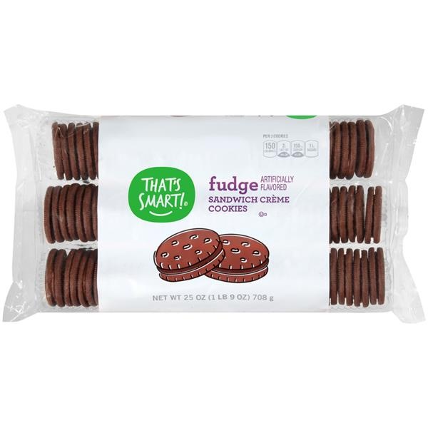 slide 1 of 1, That's Smart! Fudge Sandwich Creme Cookies, 25 oz