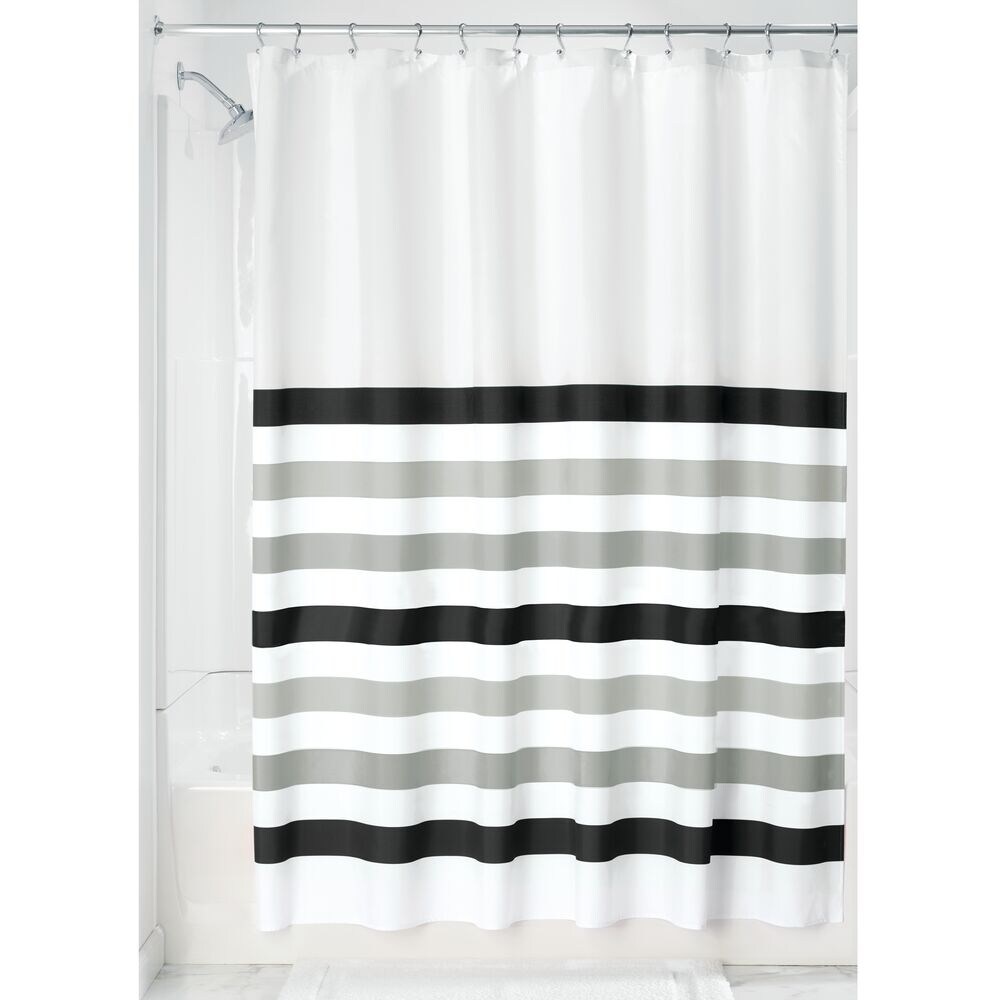 slide 1 of 1, HD Designs Multi Stripe Shower Curtain - White/Gray, 1 ct